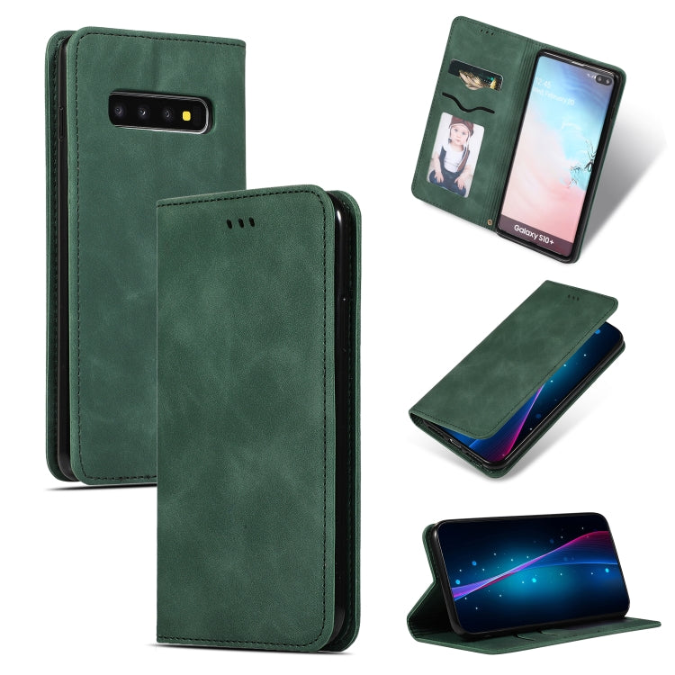 Retro Skin Feel Business Magnetic Horizontal Flip Leather Case for Samsung Galaxy S10 Plus