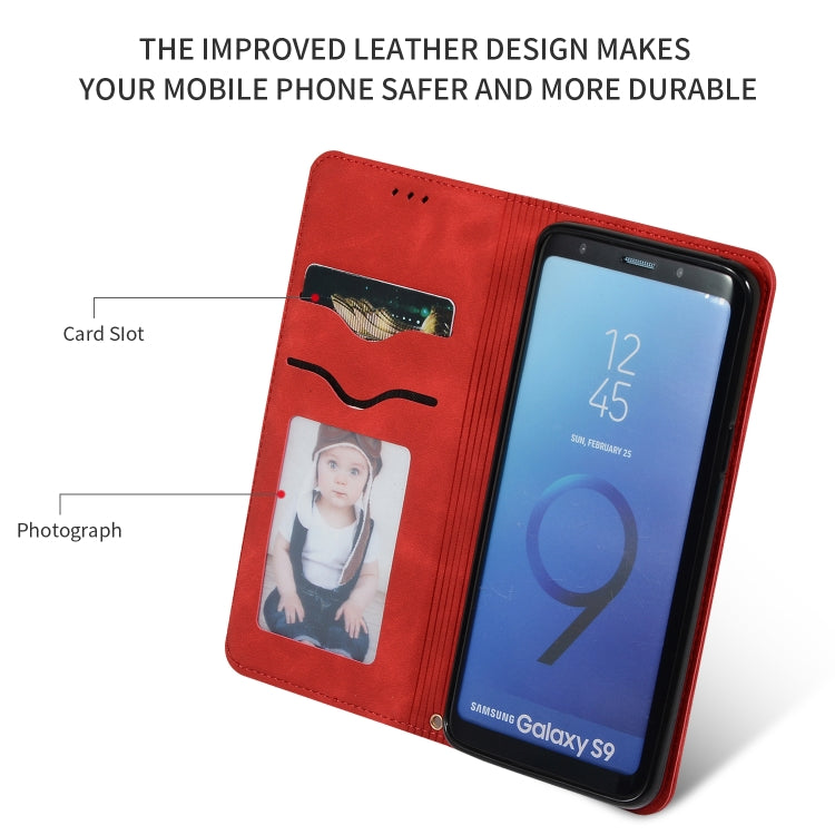 Retro Skin Feel Business Magnetic Horizontal Flip Leather Case for Samsung Galaxy S9