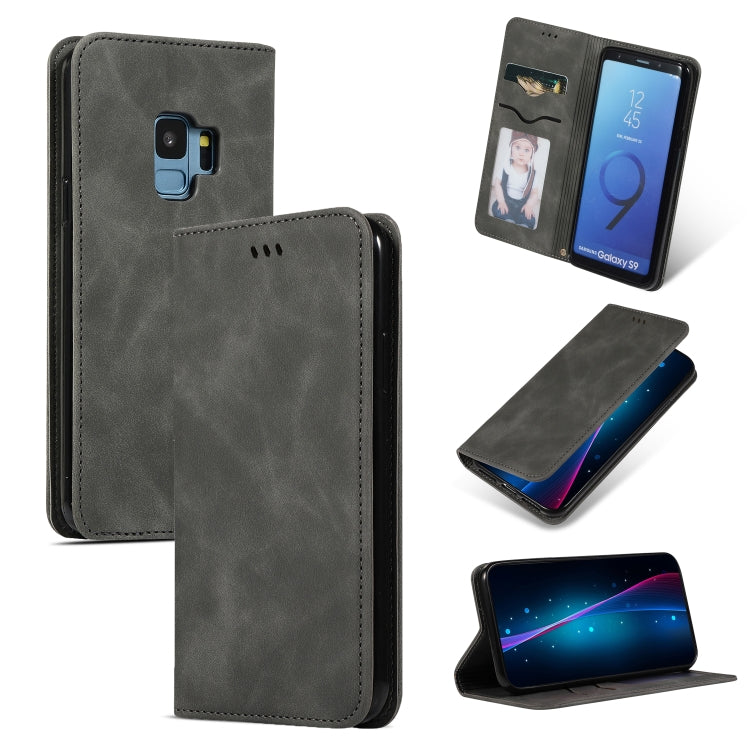 Retro Skin Feel Business Magnetic Horizontal Flip Leather Case for Samsung Galaxy S9