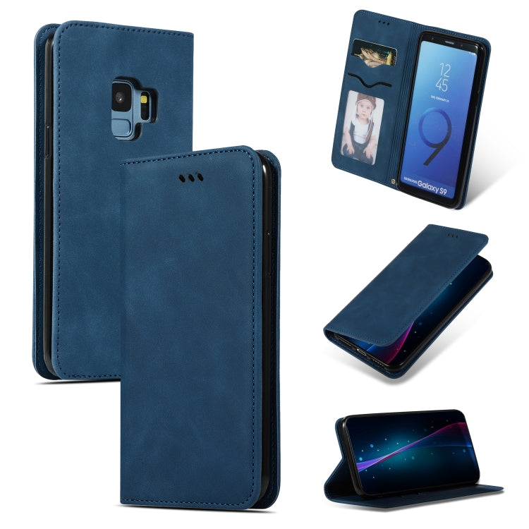 Retro Skin Feel Business Magnetic Horizontal Flip Leather Case for Samsung Galaxy S9