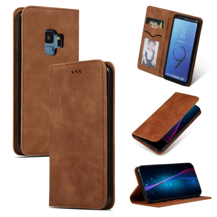 Retro Skin Feel Business Magnetic Horizontal Flip Leather Case for Samsung Galaxy S9
