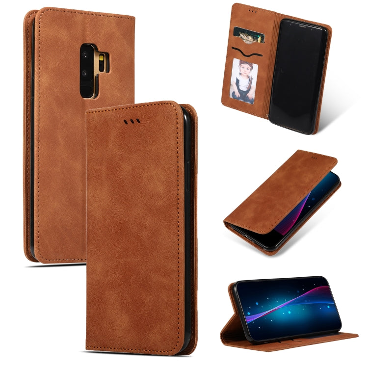 Retro Skin Feel Business Magnetic Horizontal Flip Leather Case for Samsung Galaxy S9 Plus