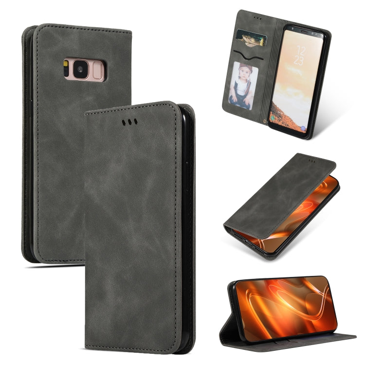 Retro Skin Feel Business Magnetic Horizontal Flip Leather Case for Samsung Galaxy S8
