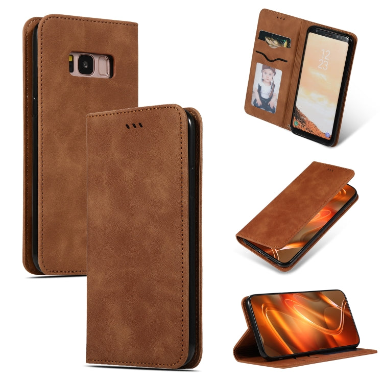 Retro Skin Feel Business Magnetic Horizontal Flip Leather Case for Samsung Galaxy S8