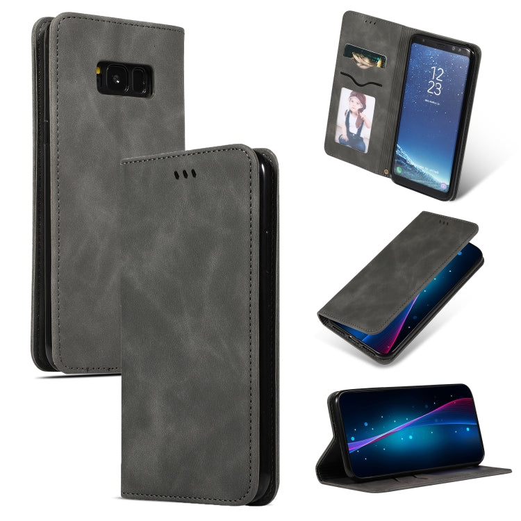 Retro Skin Feel Business Magnetic Horizontal Flip Leather Case for Samsung Galaxy S8 Plus