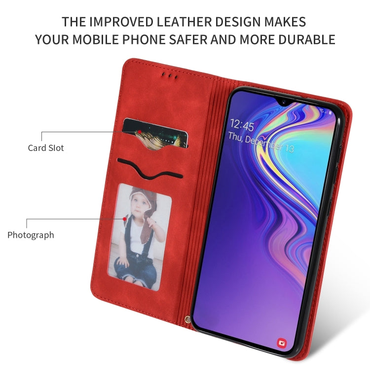 Retro Skin Feel Business Magnetic Horizontal Flip Leather Case for Samsung Galaxy M10三星
