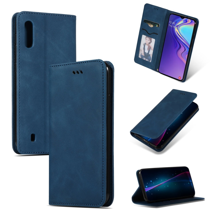 Retro Skin Feel Business Magnetic Horizontal Flip Leather Case for Samsung Galaxy A10