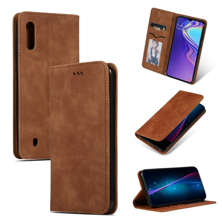 Retro Skin Feel Business Magnetic Horizontal Flip Leather Case for Samsung Galaxy A10