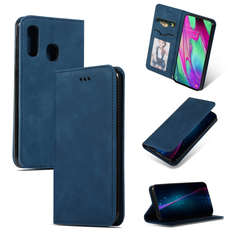 Retro Skin Feel Business Magnetic Horizontal Flip Leather Case for Samsung Galaxy A40