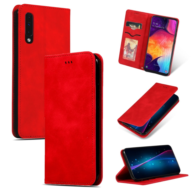 Retro Skin Feel Business Magnetic Horizontal Flip Leather Case for Samsung Galaxy A50三星