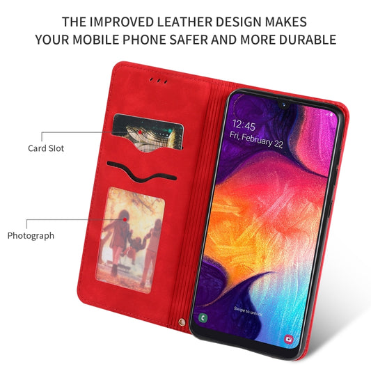 Retro Skin Feel Business Magnetic Horizontal Flip Leather Case for Samsung Galaxy A50三星