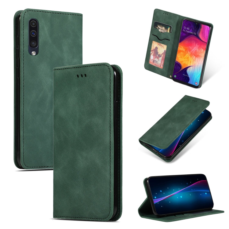 Retro Skin Feel Business Magnetic Horizontal Flip Leather Case for Samsung Galaxy A50三星