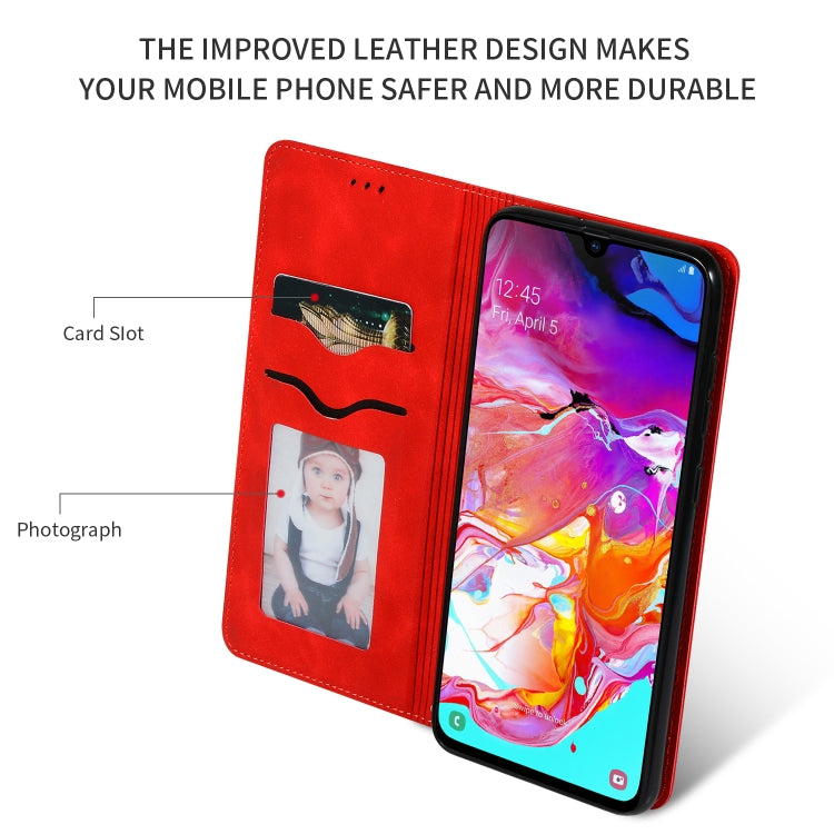 Retro Skin Feel Business Magnetic Horizontal Flip Leather Case for Samsung Galaxy A70