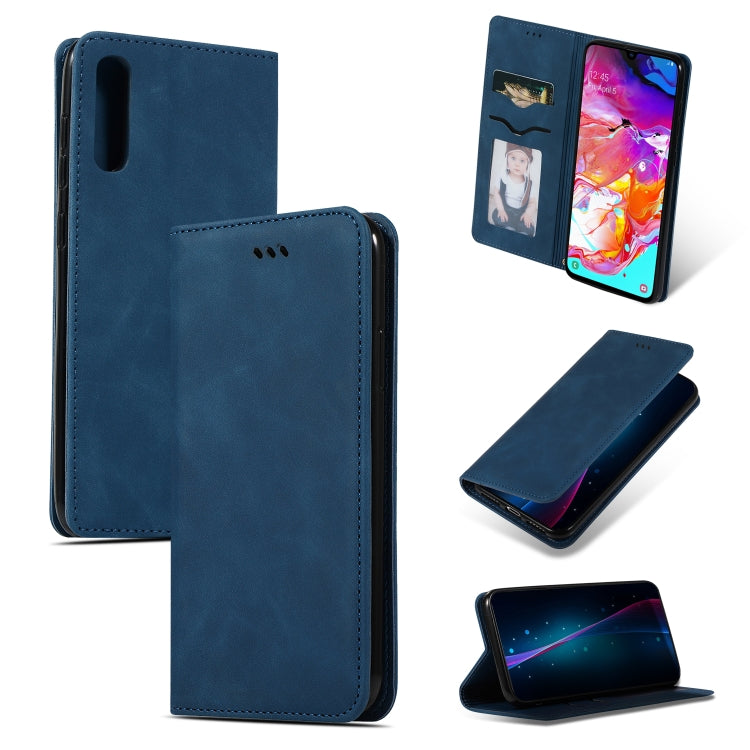 Retro Skin Feel Business Magnetic Horizontal Flip Leather Case for Samsung Galaxy A70
