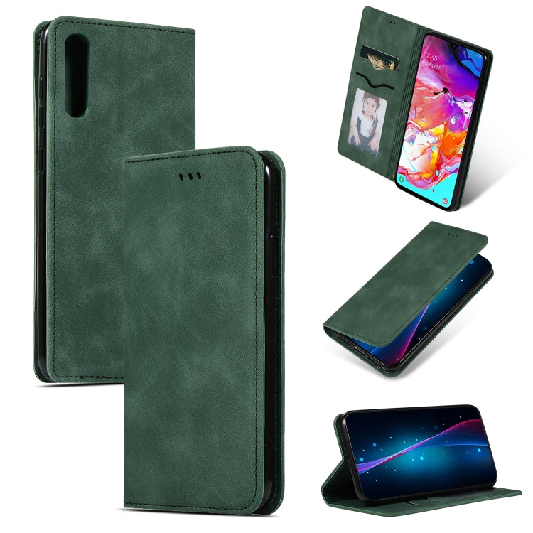 Retro Skin Feel Business Magnetic Horizontal Flip Leather Case for Samsung Galaxy A70