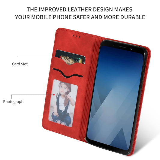 Retro Skin Feel Business Magnetic Horizontal Flip Leather Case for Samsung Galaxy A8 Plus 2018三星