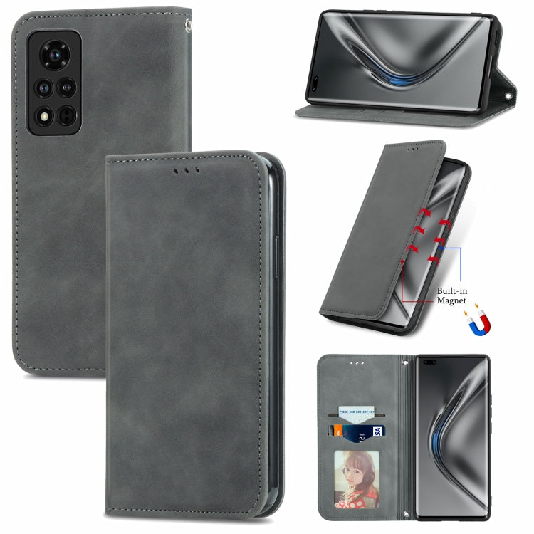 Retro Skin Feel Business Magnetic Horizontal Flip Leather Case with Holder & Card Slots & Wallet & Photo Frame