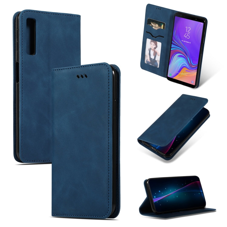 Retro Skin Feel Business Magnetic Horizontal Flip Leather Case for Samsung Galaxy A7 2018