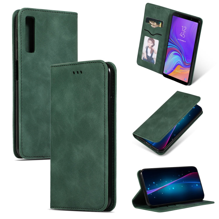 Retro Skin Feel Business Magnetic Horizontal Flip Leather Case for Samsung Galaxy A7 2018