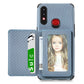 Carbon Fiber Magnetic Card Bag TPU+PU Shockproof Back Cover Case with Holder & Card Slot & Photo Frame