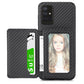 Carbon Fiber Magnetic Card Bag TPU+PU Shockproof Back Cover Case with Holder & Card Slot & Photo Frame
