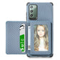 Carbon Fiber Magnetic Card Bag TPU+PU Shockproof Back Cover Case with Holder & Card Slot & Photo Frame