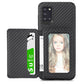 Carbon Fiber Magnetic Card Bag TPU+PU Shockproof Back Cover Case with Holder & Card Slot & Photo Frame