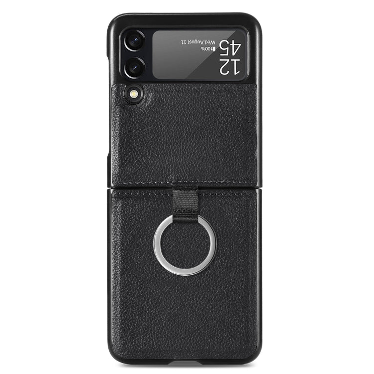 Litchi Pattern Folding Phone Case with Ring Buckle