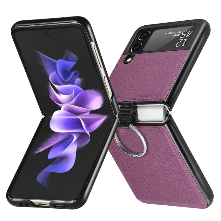 Litchi Pattern Folding Phone Case with Ring Buckle