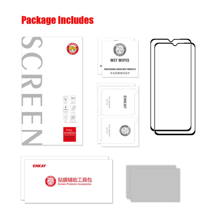 2 PCS ENKAY Hat-Prince Full Glue Tempered Glass 6D Full Coverage Anti-scratch Protector