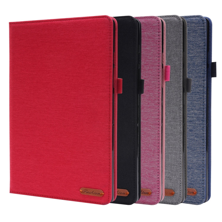 Horizontal Flip Fabric PU Leather Tablet Case with Card Slots & Holder