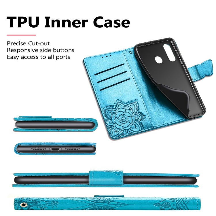 Butterfly Love Flowers Embossing Horizontal Flip Leather Case for Samsung Galaxy A60, with Holder & Card Slots & Wallet & Lanyard