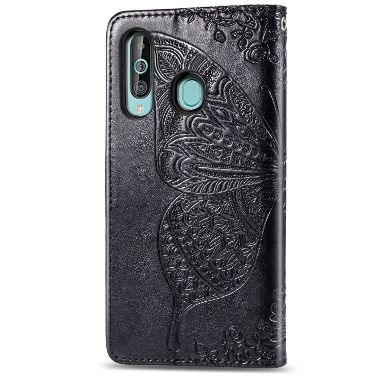 Butterfly Love Flowers Embossing Horizontal Flip Leather Case for Samsung Galaxy A60, with Holder & Card Slots & Wallet & Lanyard