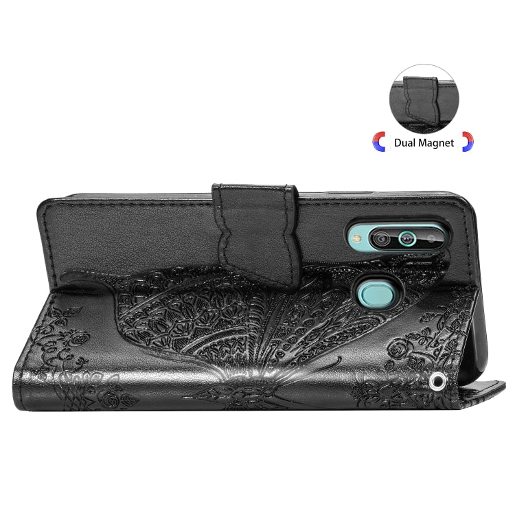 Butterfly Love Flowers Embossing Horizontal Flip Leather Case for Samsung Galaxy A60, with Holder & Card Slots & Wallet & Lanyard
