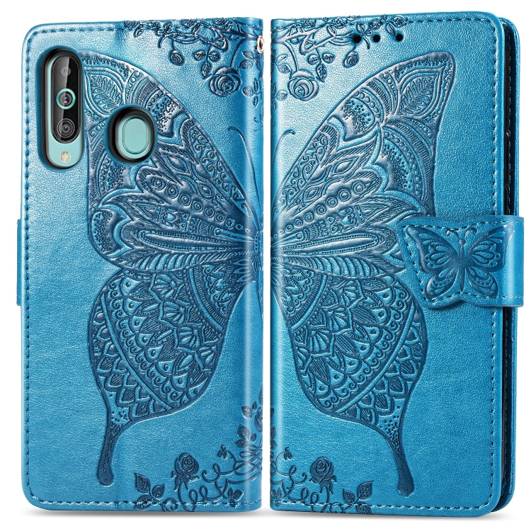Butterfly Love Flowers Embossing Horizontal Flip Leather Case for Samsung Galaxy A60, with Holder & Card Slots & Wallet & Lanyard