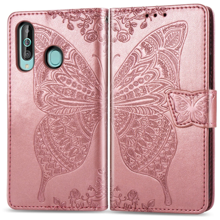 Butterfly Love Flowers Embossing Horizontal Flip Leather Case for Samsung Galaxy A60, with Holder & Card Slots & Wallet & Lanyard