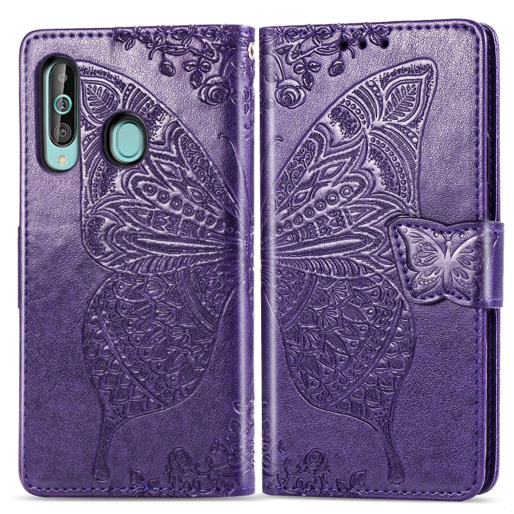 Butterfly Love Flowers Embossing Horizontal Flip Leather Case for Samsung Galaxy A60, with Holder & Card Slots & Wallet & Lanyard
