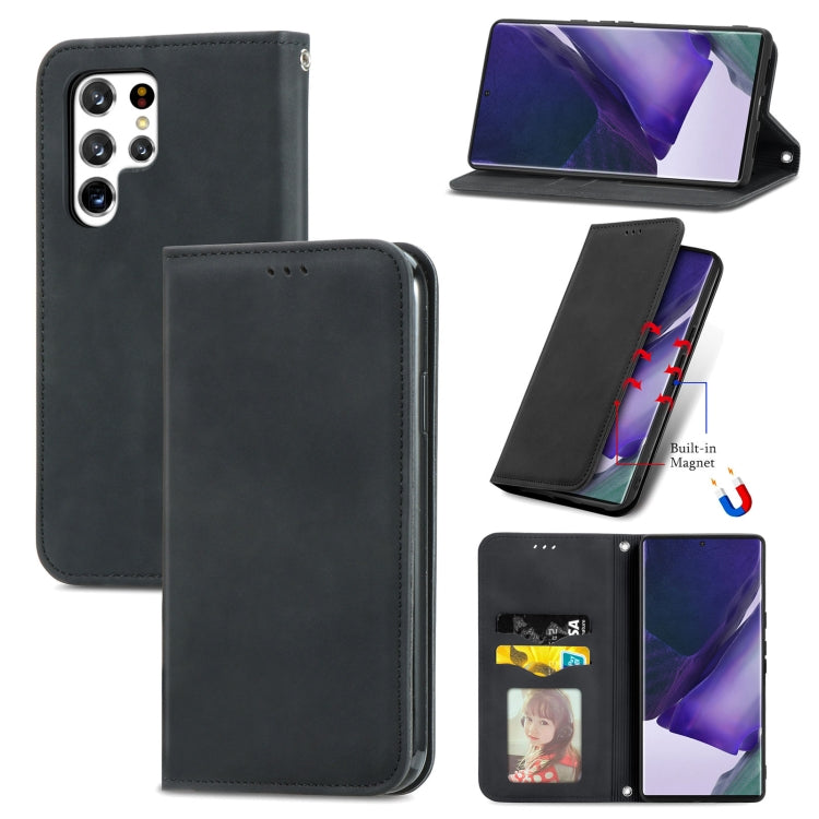Retro Skin Feel Magnetic Horizontal Flip Leather Case with Holder & Card Slots & Wallet & Photo Frame