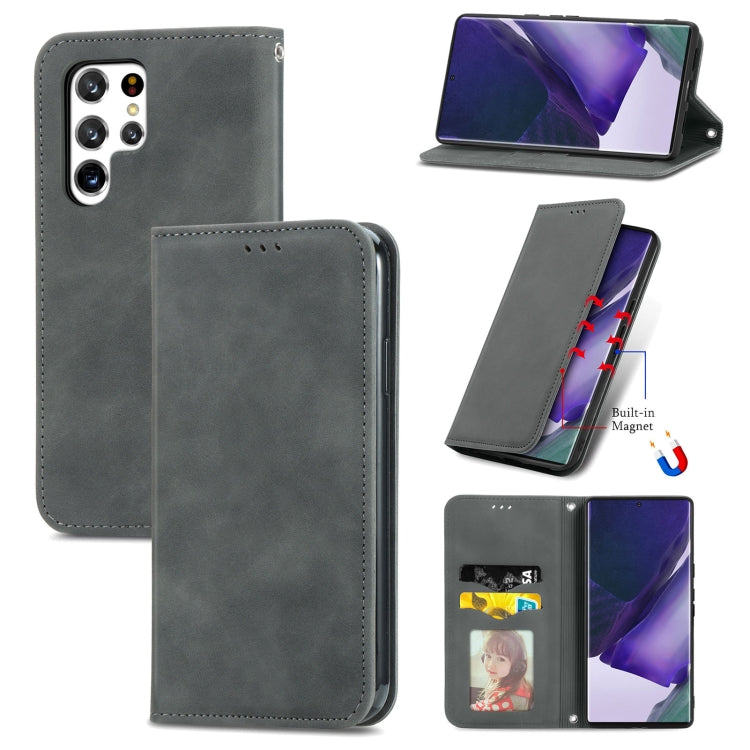 Retro Skin Feel Magnetic Horizontal Flip Leather Case with Holder & Card Slots & Wallet & Photo Frame