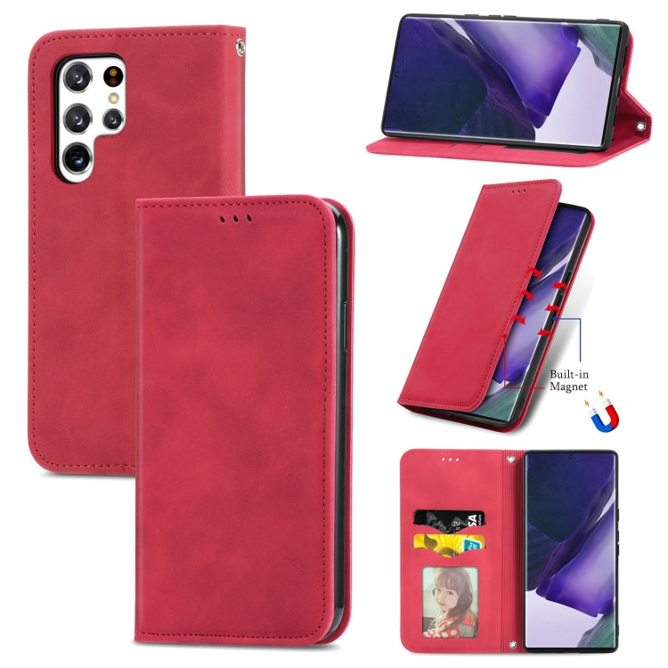 Retro Skin Feel Magnetic Horizontal Flip Leather Case with Holder & Card Slots & Wallet & Photo Frame