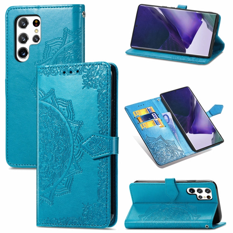 Mandala Flower Embossed Horizontal Flip Leather Case with Holder & Card Slots & Wallet & Lanyard