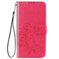 Four-leaf Clasp Embossed Leather Phone Case with Lanyard & Card Slot & Wallet & Bracket Function
