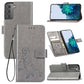 Four-leaf Clasp Embossed Leather Phone Case with Lanyard & Card Slot & Wallet & Bracket Function