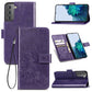 Four-leaf Clasp Embossed Leather Phone Case with Lanyard & Card Slot & Wallet & Bracket Function