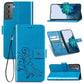 Four-leaf Clasp Embossed Leather Phone Case with Lanyard & Card Slot & Wallet & Bracket Function