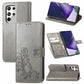 Four-leaf Clasp Embossed Leather Phone Case with Lanyard & Card Slot & Wallet & Bracket Function