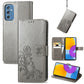Four-leaf Clasp Embossed Leather Phone Case with Lanyard & Card Slot & Wallet & Bracket Function