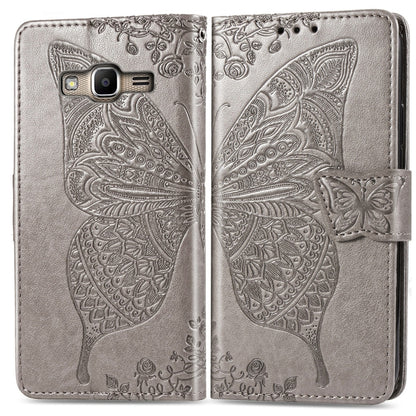 Butterfly Love Flowers Embossing Horizontal Flip Leather Case For Samsung J2 PRIME G530 with Holder & Card Slots & Wallet & Lanyard