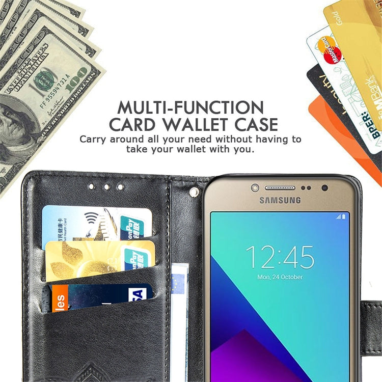 Butterfly Love Flowers Embossing Horizontal Flip Leather Case For Samsung J2 PRIME G530 with Holder & Card Slots & Wallet & Lanyard