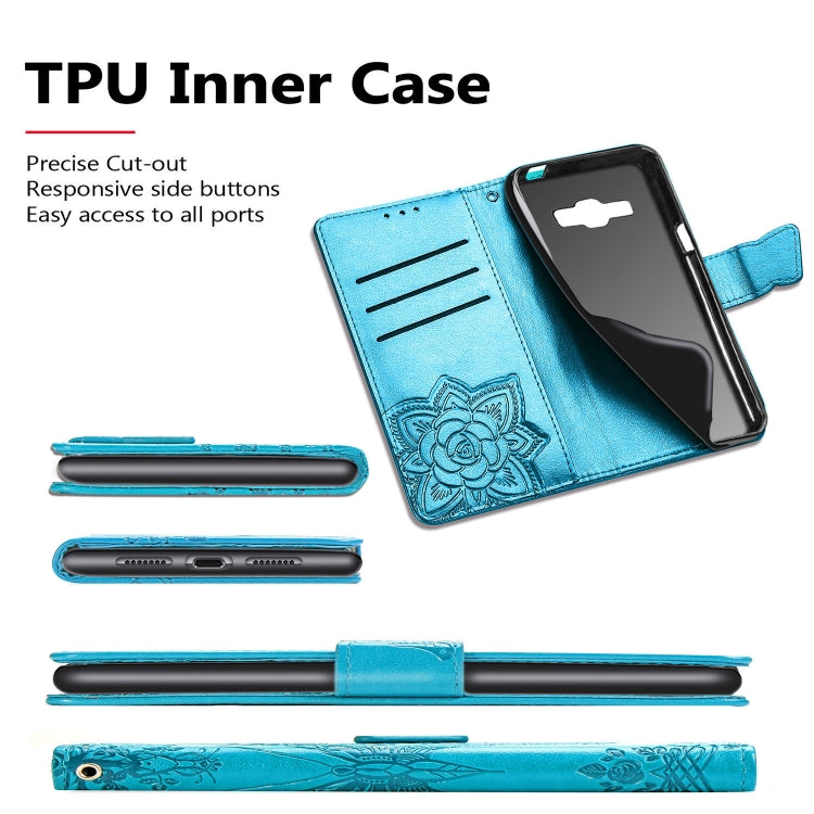 Butterfly Love Flowers Embossing Horizontal Flip Leather Case For Samsung J2 PRIME G530 with Holder & Card Slots & Wallet & Lanyard